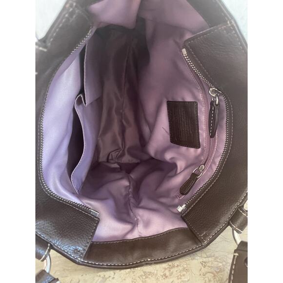 Vintage Coach brown Hamilton pebble leather shoulder bag tote Serial F14683 - Picture 10 of 10